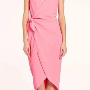 Amanda Uprichard Asymmetrical Wrap Dress in Vibrant Pink